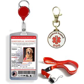 XpressID Emotional Support Animal ID Plus Keychain & ESA Lanyard - Registration to Service Animal Registry Included - QR Code Ready