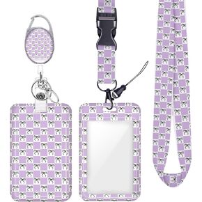 Cute Cherry ID Badge Holder Badge Reel Lanyards for ID Badges Work Vertical Protector Retractable Carabiner Clips Heavy Duty Key Lanyard for Women Mentor Actor Manager Accountant Office Gifts