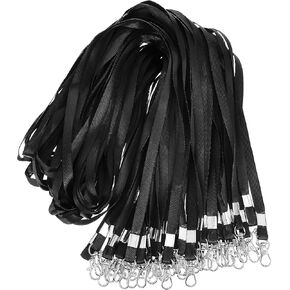 Versatile Black Lanyards Bulk for ID Badges, 80 Pack Breakaway Lanyards, Badge Lanyards with Swivel, J-Hooks Neck Straps for ID Card Name Tags, Badge Holder