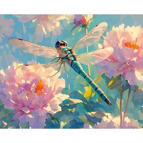 QACEYID Beautiful Dragonfly Paint by Numbers Kit for Adults, Modern Paint by Number on Canvas, Abstract Art Digital Oil Painting Kits Suitable for Home Wall Decoration Gift 16"x20"