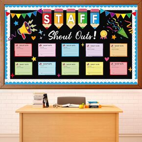Staff Shout Out Bulletin Board Decorations Fun Shout Bulletin Board Set Appreciation and Recognition Colorful Pencils DIY Craft Cutouts for Back to School Classroom Office Home Door Wall Supplies