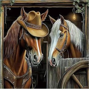 Kulvci Horse Diamond Painting Kits for Adults, Round Full Drill Diamond Art Kits, 5D DIY Diamonds Crafts for Home Wall Decoration Gifts 12×12Inch
