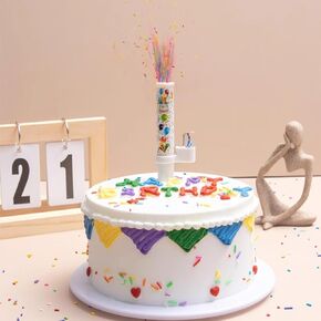 Sugar Sprinkle Popper Cake Topper Candle,Shower Your Cake in Edible Sugar,Funny Baby Kids Children Happy Birthday Candles Set,Party Supplies,Cake Decoration