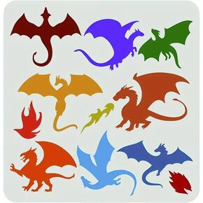 Dragons Wall Stencils Template Reusable Spray PaintStencils for Craft Painting On Wood Craft Canvas Walls Wood Furniture Decorations DIY Scrapbooking