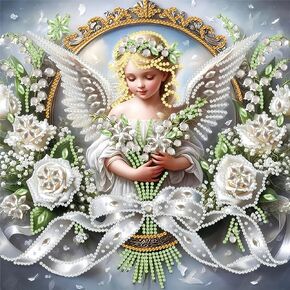 5D Diamond Art Kits for Adults,Angel Flower Special Shape Diamond Painting Kits for Beginners, DIY Crystal Diamond Dots Gem Art Craft for Home Decor 11.8x11.8 Inch