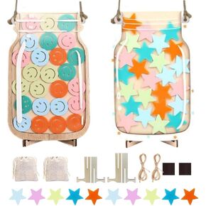 2 Pack Magnetic Reward Jar, Classroom Reward Jar:Incentive Magnetic Reward Jar for Boys and Girls, Classroom Behavior Management Tools, Star Jar Reward System for Classroom and Home 1 (Star+Donut)