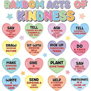 Greenery Random Acts of Kindness Classroom Bulletin Board Decorations Eucalyptus Bulletin Board Set Kindness Challenge Cards Cutout for Wall Decor Back to School Teacher Chalkboard Supplies