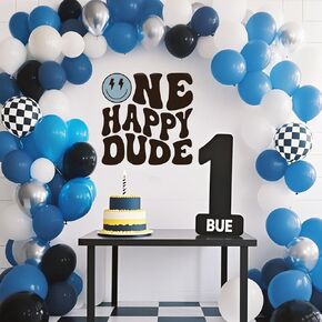 One Silly Goose Birthday Party Decorations - Goose Sign Decal for Balloons Arch Backdrop, First Birthday Decorations for Girl, One Year Old Wall Decor, 1st Party Supplies Banner for Girl Boy (Blue)