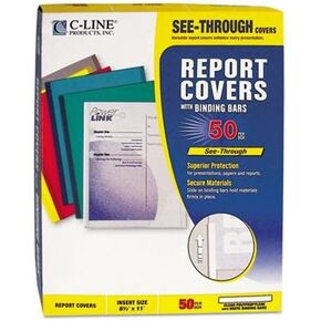 Polypropylene Report Covers w/Binding Bars, Economy, Clear, 11 x 8 1/2, 50/BX, Sold as 1 Box