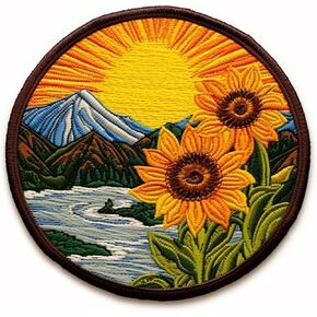 Sunflowers Patch 3" Iron-on Embroidered Sublimated Applique for Clothing Vest, Sew-on Decorative Embroidery, Badge Emblem, Outdoor Patches, Wild Flowers, National Parks, Nature Souvenir, Wild Animals