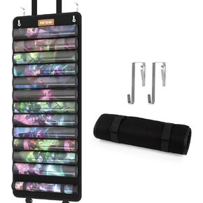 Playmat Tube Storage Bag, Hangable Playmat Holder for MTG with 2 Hooks, Fits 12+1 Card Game Playmats with Transparent Plastic Slots, Ideal for Magic Playmats - Portable Case for TCG/RPG Game Mat