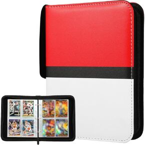 Trading Card Binder - 4-Pocket Zippered 3-Ring Organizer, 400 Capacity with 50 Removable Sleeves for Game Sports TCG Collection