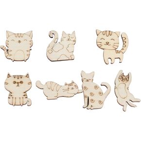 Tissting 200 Pcs Unfinished Wood Cutouts, Wooden Animals Cat Dog Painting Crafts Colorable Cutouts Craft for Kids to Paint DIY Room Decoration Gift