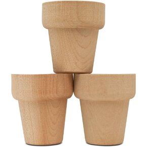 Unfinished Flower Pot Half 1-inch, Pack of 25 Paint a Flower Pot with Small Craft Flowers for Signs, by Woodpeckers