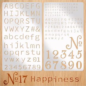 Metal Engraving Stencils, Small Letter Number Alphabet Fonts Templates and Stencils for Engraving Pyrography Metal Wood Burning Glass Lettering Journaling DIY Drawing (letter2)
