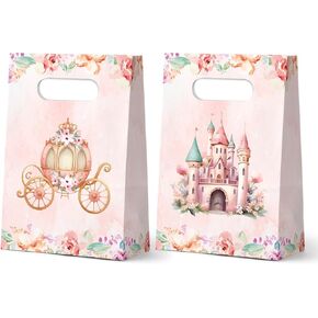 KALEFO 24pcs Princess Party Favor Bags Castle Pumpkin Carriages with Handles Candy Goodie Bags for Gender Reveal Baby Shower Wedding Supplies Girl Birthday