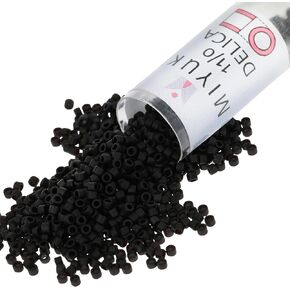 Miyuki Delica Seed Beads – Size 11/0 (1.6 mm), DB0310, Matte Black, 7.2 g, Approx. 1440 Beads, Made in Japan