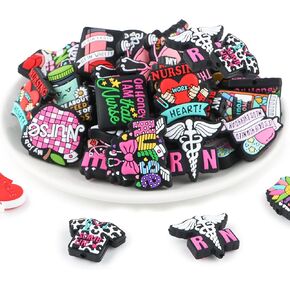50Pcs Medical Focal Silicone Beads for Keychain Making Bulk Nurse Silicone Focal Beads for Pens Necklace and Bracelets