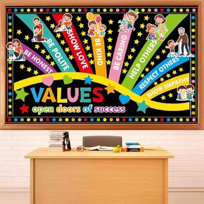Affirmation Station Bulletin Board Set Values Open Doors of Success Classroom Decorations Positive Sayings Accents Paper Cutouts Back to School Bulletin Board for Nursery Chalkboard Wall Door Decor