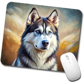 Siberian Husky Dog Expressionism Art Low Profile Mouse Pad Mat