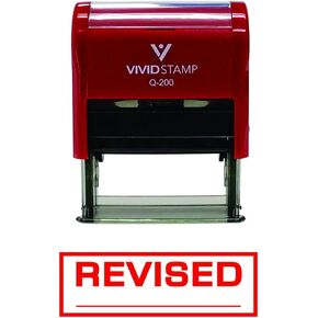 Revised Self-Inking Office Rubber Stamp (Red) - M