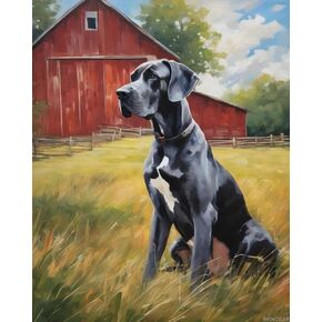 SVINOILER DIY Paint by Numbers for Adults Great Dane Dog DIY Painting by Number Kits Oil Paint Drawing Canvas Home Decor, 40x50cm Without Frame