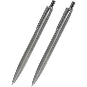 Premium Stainless Steel Ballpoint Pen - 1.0mm Bold Black lnk Refillable Pens(2-Pack)-Executive Metal Writing Tools for Smooth Writing Office,Business