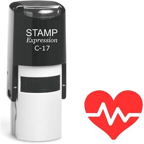 stampexpression - Red Heart EKG Self Inking Rubber Stamp - Red Ink (A-61927)