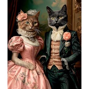 Puzzles for Adults 1000 Pieces, Victorian Cats: The Elegant Pair Portret, Hard Challenging Jigsaw Puzzle for Puzzle Lovers, Bonus Poster Included.