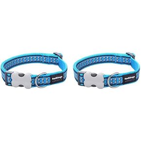 Red Dingo Reflective Turquoise Dog Collar, Medium/Large/20mm