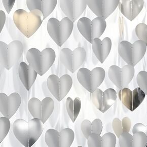 10pcs Holographic Iridescent Love Heart Hanging Garlands Decorations for Birthday Valentine’s Day Wedding Party Graduation Bridal Shower Decorations (131ft in Total)