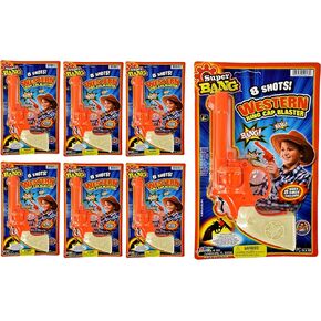 JA-RU Cap Gun Revolver (6 Toy Guns) Cap Gun Ammo 8 Shot Ring. Fake Gun Pistol Toy for Kids. Western Cowboy Toys & Prop Guns. Outdoor Shooter Games. Bulk Play Set. 913-6p