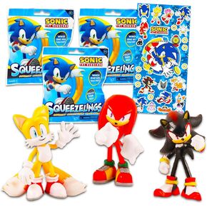 Sonic the Hedgehog Blind Bag Party Favors 3 Pack – Bundle with 3 Sonic Mystery Bags with Mini Sonic Figurines Plus Stickers | Sonic Action Figure Set for Kids, Boys, Girls
