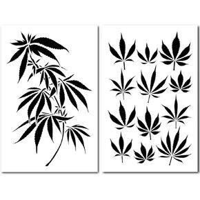 2PK Painting Stencils Camouflage Airbrush Craft Cannabis Marijuana Pot Leaf CAMO