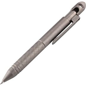 SMOOTHERPRO Titanium Bolt Action Pen with Tungsten Side for EDC Pocket Outdoor Collection Signature Office School Color Stonewash (TI01BK)