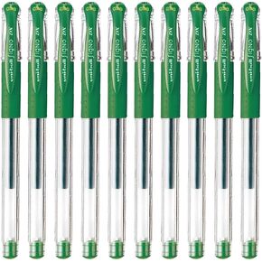 Uni-Ball Signo Snap Cap Gel Ink Ballpoint Pen, 0.38mm Extra Fine Point, Green Ink, Y.UM151A.6, Pack of 10