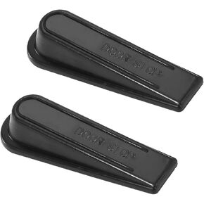 2 Pack Heavy Duty Rubber Door Stopper Wedge - Anti-Slip, Non-Scratching Design for All Floor Types - Multi-Surface Door Gap Stopper (Black)