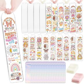 Music Acrylic Bookmark Blanks - 60 Pcs Pink Book Marks Making Kit Bulk Aesthetic UV DTF Crafts Page Markers for Reading Women Girls Bookish School Gifts Lovers Fans Merchandise Party Favors