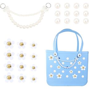 Exquisite Boxed Bogg Bag Charms Set，Insert Decorative Flowers, Butterflies, Heart and Chains Bogg Bag Accessories Charms Compatible with Simply Southern Beach Tote Bag
