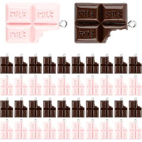 Framendino, 40 Pack Resin Chocolate Pendant Charm Cute Mini Simulation Food Charms Dessert Sweet Candy for DIY Earring Jewelry Making