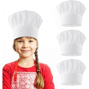 Lusofie 3 pcs Chef Hats for Kids Adjustable White Kids Chef Hat Comfortable & Durable Kitchen Toddler Chef Hat for Party School Home