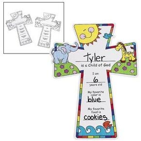Fun Express Color Your Own Child of God Crosses - Crafts for Kids and Fun Home Activities - VBS Vacation Bible School Supplies/Decor