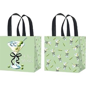 C L cooper life Martini Party Gift Treat Bags with Handles for Martini Cocktail Theme Birthday Party Decoration 12pcs A Tini Bit Older Non-Woven Tote Bags for Tini Bar Bachelorette Party Supplies