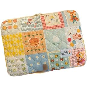 Aesthetic Graphic Puffy Laptop Sleeve Y2K Cute Tablet Case 11-15 Inch Coquette Computer Liner Pouch Cover Cottagecore (15 inch,Gingham)