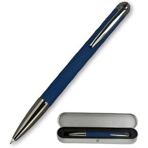 YUNCHUN Refillable Ballpoint Pen, Office Business Ball Pen for Work, Smooth Writing Pen with Medium Point, Fancy Metal Bolígrafo with Rotary Pen Holder and Black Ink, Best Gift for Men and Women, Blue