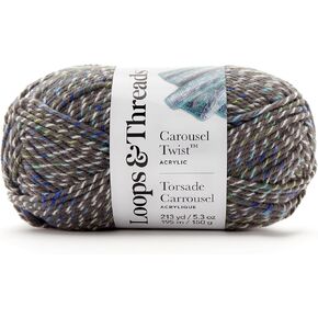 Carousel Twist Yarn by Loops & Threads - Yarn for Knitting, Crochet, Weaving, and Arts & Crafts - Biscuit, Acrylic, 5.3 oz