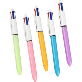 5 Pcs Ballpoint Pen Multicolor Pen 4 Color-in-1 Retractable Ballpoint Pen For Kid Student Game Reward Pen, Pens and Refills（Multicolor）