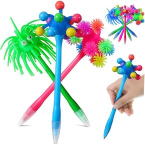 9 Pcs Cartoon Ballpoint Pens - Assorted Color Pens with Kneadable Hair Ball, Replaceable Refills, Smooth Writing for Office, School, Home & Gift