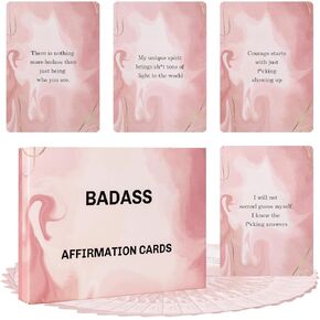 Badass Affirmation Cards for Women, 53 Daily Positive Inspirational Motivational Cards, Mindfulness & Self Care, Birthday Gifts for Women