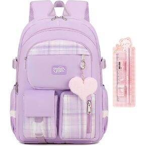 Backpack For School Women College Middle High Teen Girls Student Bookbag Waterproof Laptop Bag Plaid Blue